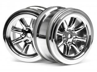 HPI VINTAGE 8 SPOKE WHEEL 26mm SHINY CHROME 0mm OFFSET (3807)