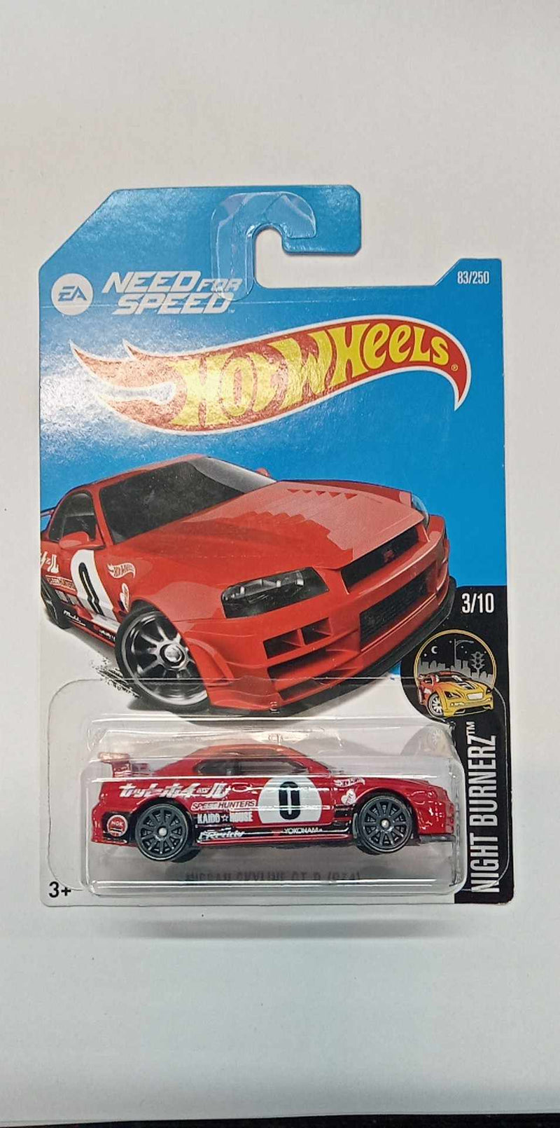 HOT WHEELS NISSAN SKYLINE GT-R (R34) NIGHT BURNERZ 3/1-83/250 (DHP63)