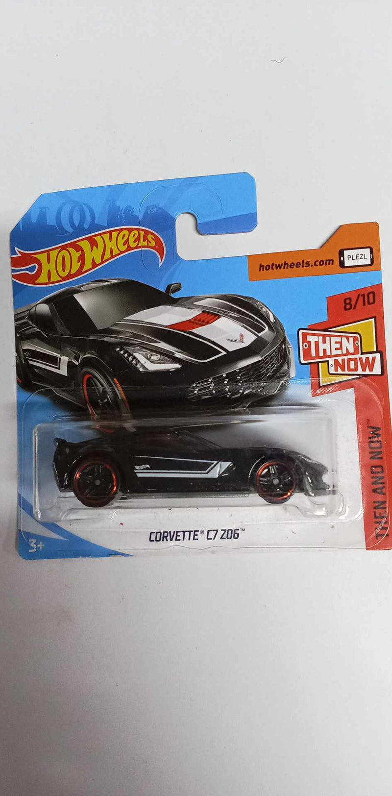 2018 HOT WHEELS CORVETTE C7 Z06 -THEN AND NOW -8/10 - SHORT CARD (FJX94)