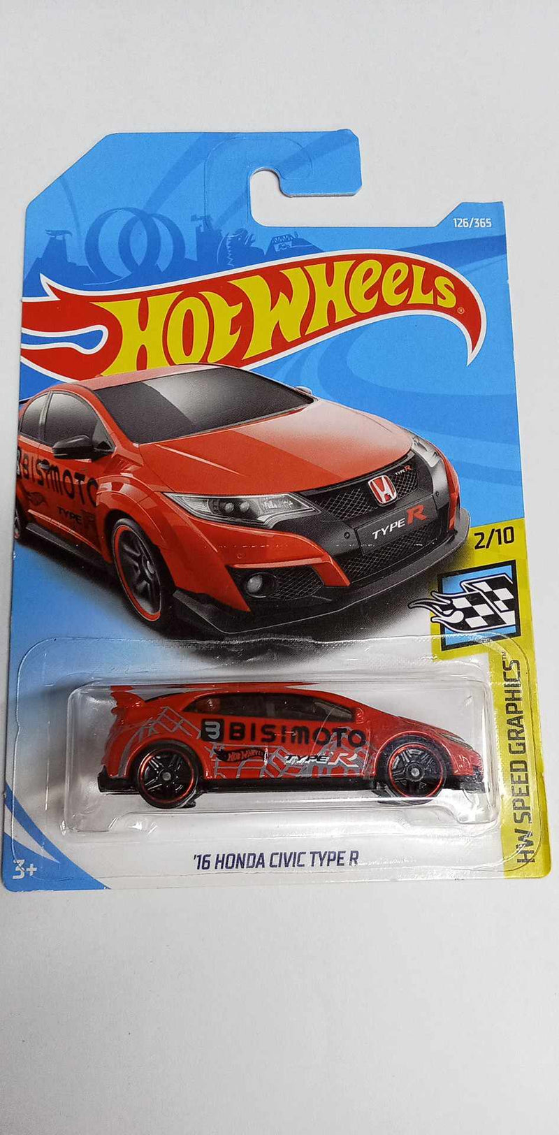 2018 HOT WHEELS #126/365 '16 HONDA CIVIC TYPE R #2/10 HW SPEED GRAPHICS (FJW42)