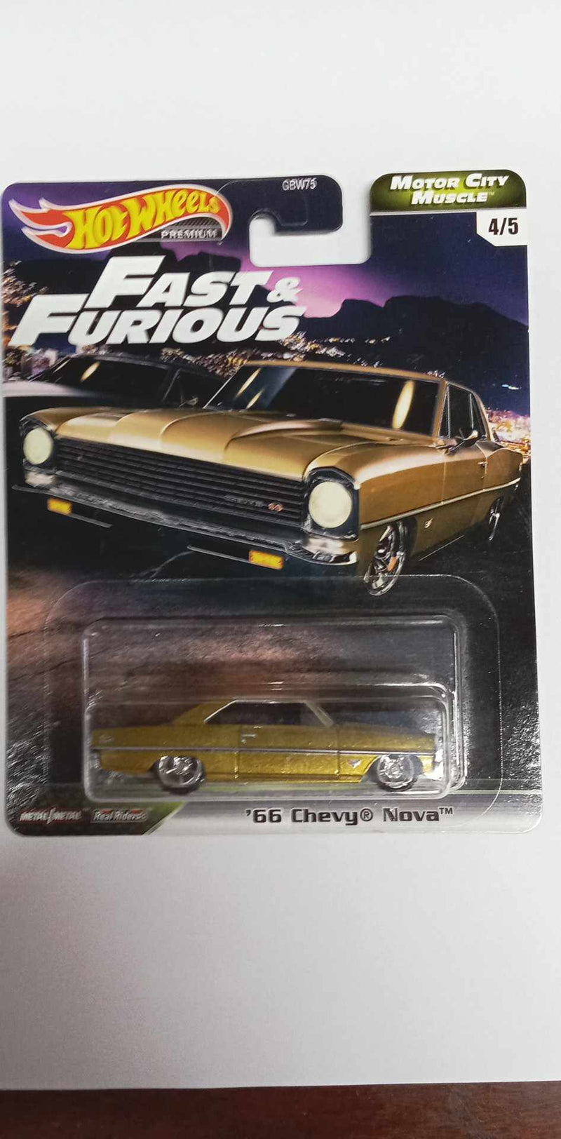 2020 Hot Wheels- Fast & Furious-Motor City Muscle 4/5 '66 CHEVY NOVA (GJR72)