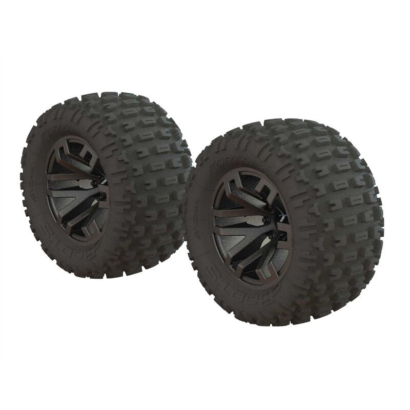 ARRMA Dboots 'Fortress MT' Tire Set Glued Gun Metal (2)  (ARA550086)