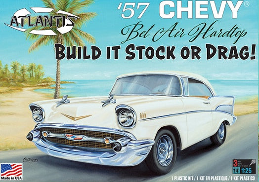 Atlantis Models 1/25 1957 Chevy Bel Air can be built Stock or Drag (ATL AMCH1371)