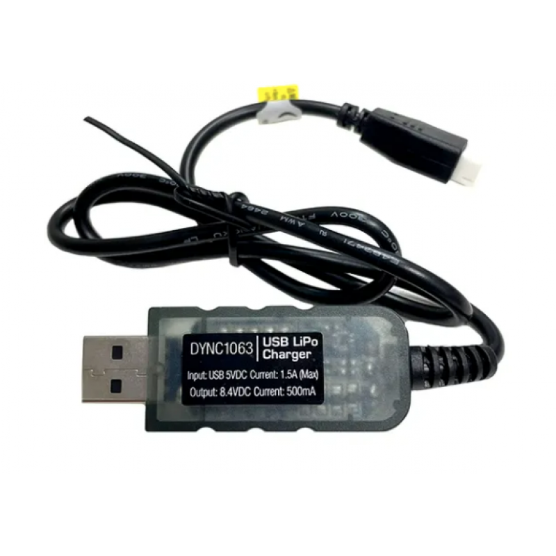 Dynamite USB Charger SCX24 LiPo Input 5V, 2A Output 4.2V per cell, 800mAh, Connector JST-XH (DYNC1063)