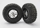 Traxxas  - Tires & wheels assembled glued SCT chrome black beadlock wheels (2) (2WD front) (5882R)