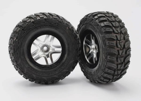 Traxxas  - Tires & wheels assembled glued SCT chrome black beadlock wheels (2) (2WD front) (5882R)