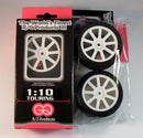 GQ 1/10 Touring Car Front 26mm White "hard" Foam Tires on Rims (mtcs-a-35f-w)