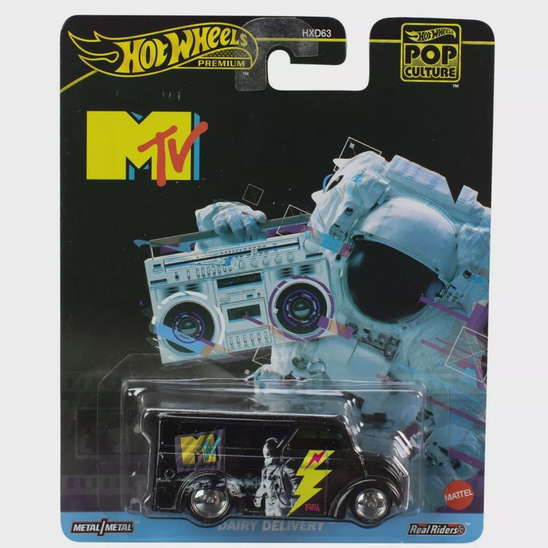 Hot Wheels Premium Pop Culture "MTV" 1:64 Dairy Delivery Truck  (HVJ44)