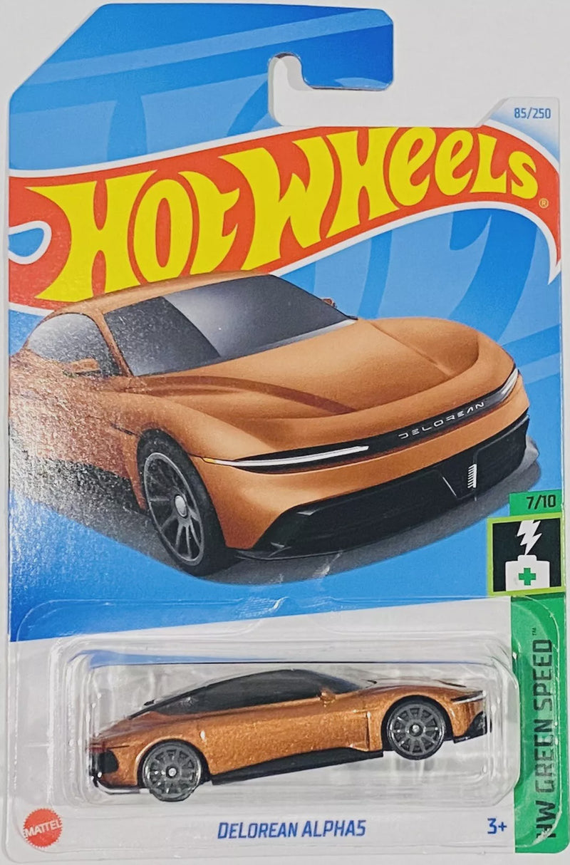 2024 Hot Wheels Delorean Alphas Gold HW GREEN SPEED 85/250 -7/10 (HTD32)