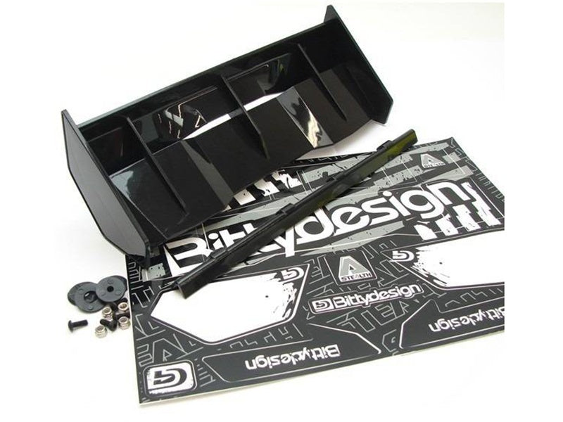 BITTYDESIGN STEALTH 1/8 BUGGY WING WITH WICKERBILL - BLACK (bdw-sthb)