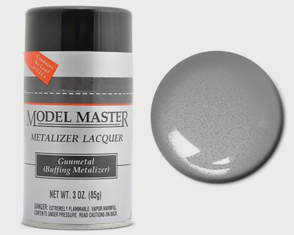 Model Master Lacquer Gunmetal Buffing Metalizer 3oz Lacquer Spray (1455)