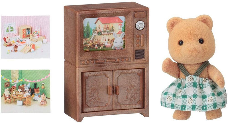 Sylvanian Families Bear Sister with TV Set (5143)